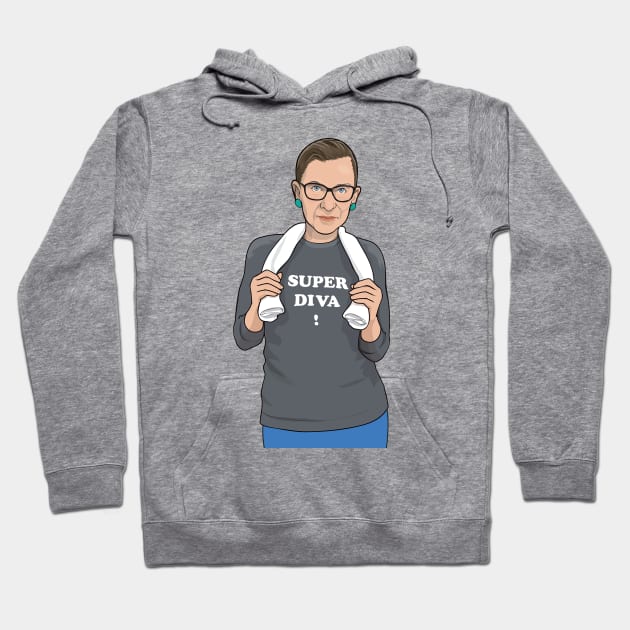 Ruth Bader Ginsburg - Super Diva Hoodie by Djokolelono